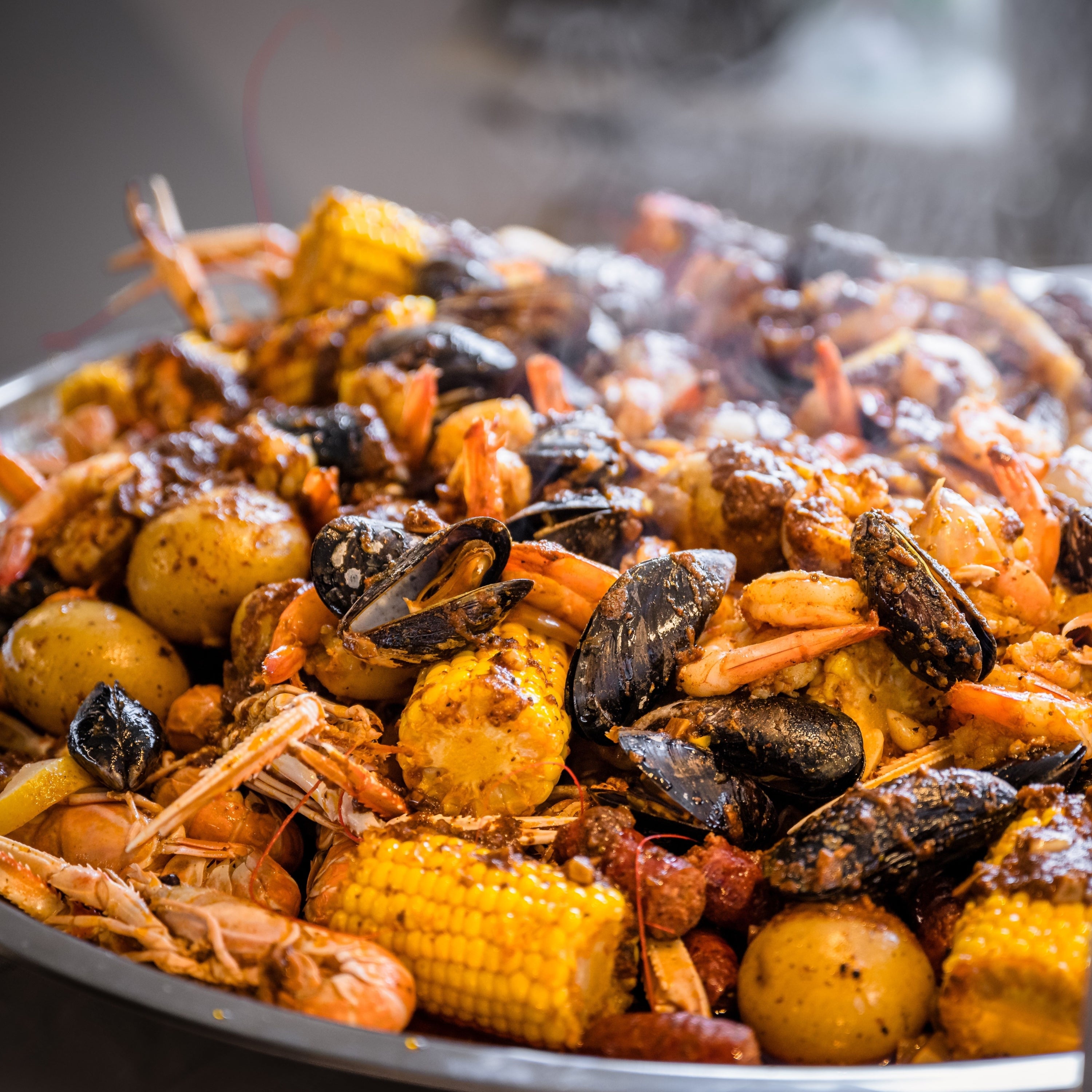 Authentic Seafood Boil made with our flavour bomb